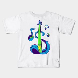 Neon Green String Violin Kids T-Shirt